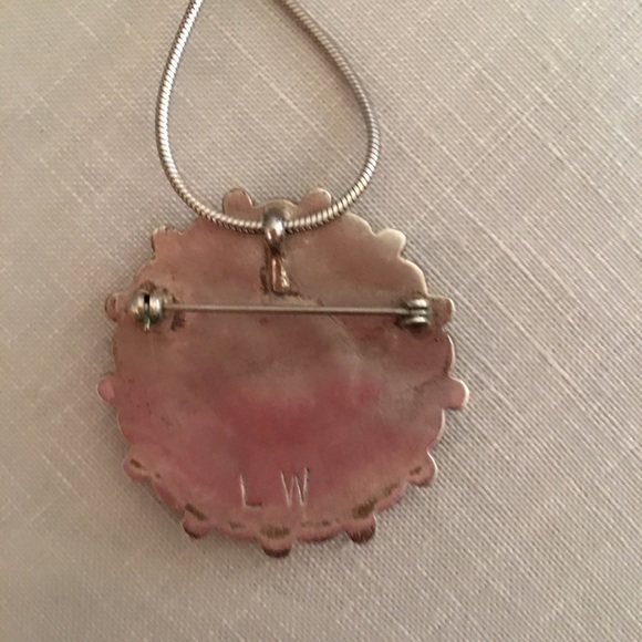 Red Coral & Silver Pendant/Pin by Lorraine Waatsa - Picture 3 of 8